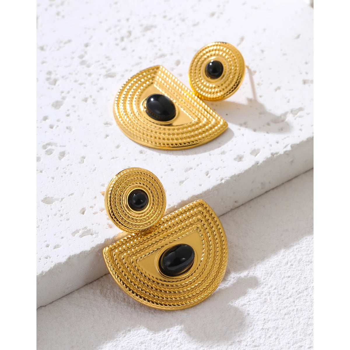 Zyoes- Black Stone Stainless Steel African Earrings